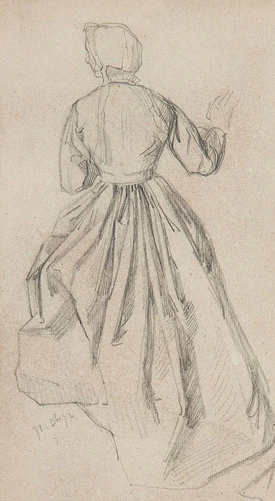 Studio di costume femminile in piedi